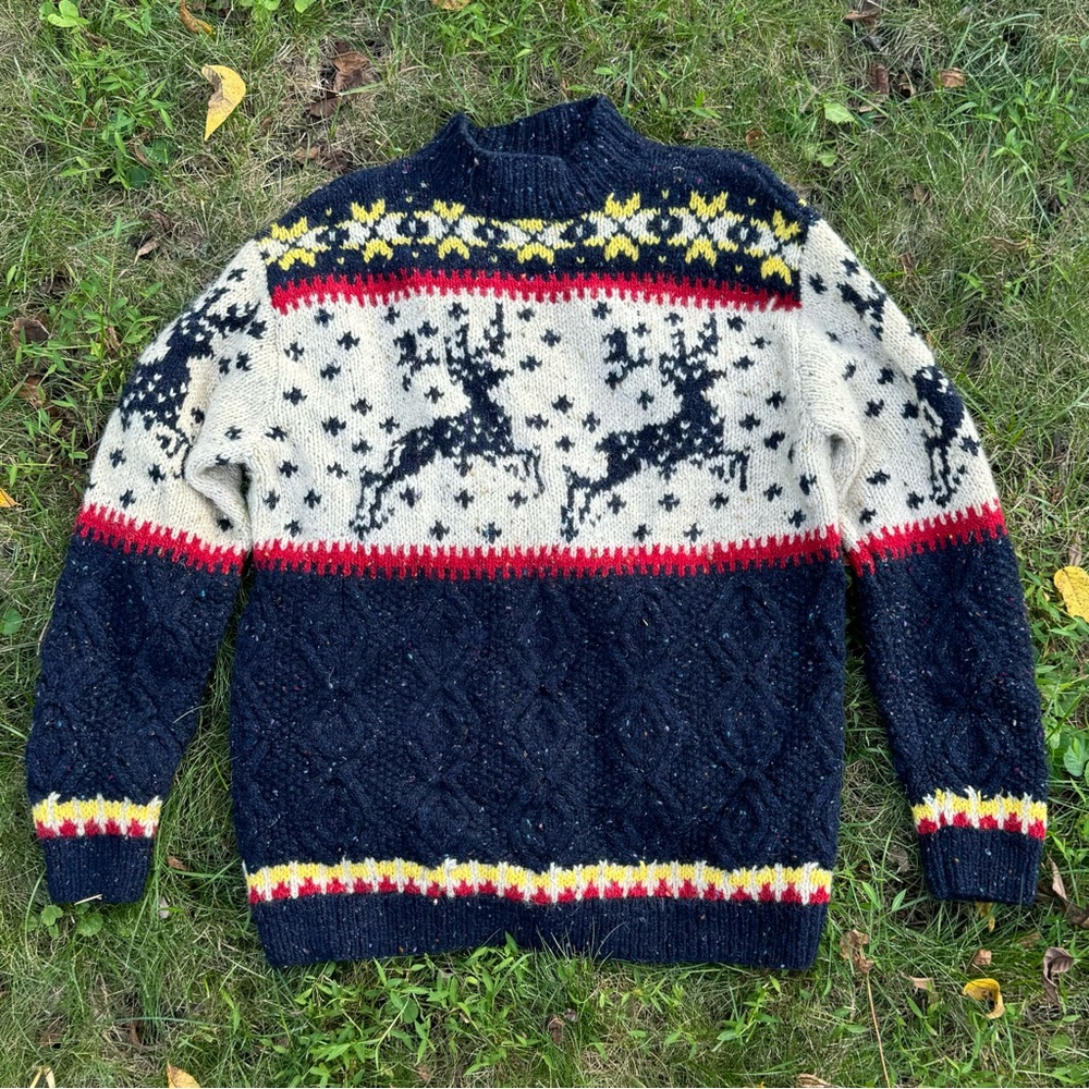 Vintage 90s The Limited Hand-Knit Wool Mock Neck Sweater M